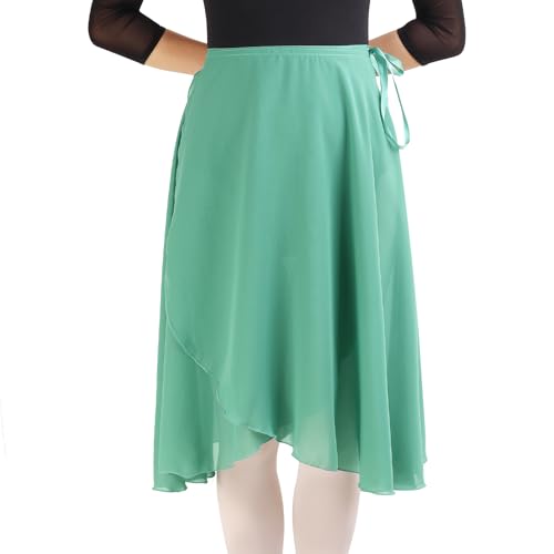 Bezioner Long Ballet Skirt for Women Sheer Dance Wrap Skirt Dancewear for Adult Green