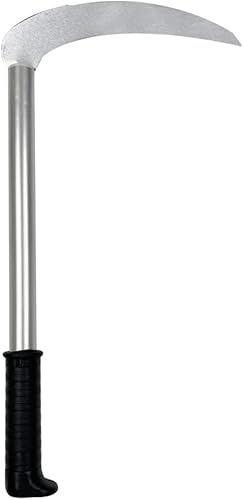 Miniatura 2 de Emperor Sickle, hoja de acero al carbono SK5, multiusos, para jardinería, hoz de hierba y agricultura, hoz de seguridad portátil, color plateado