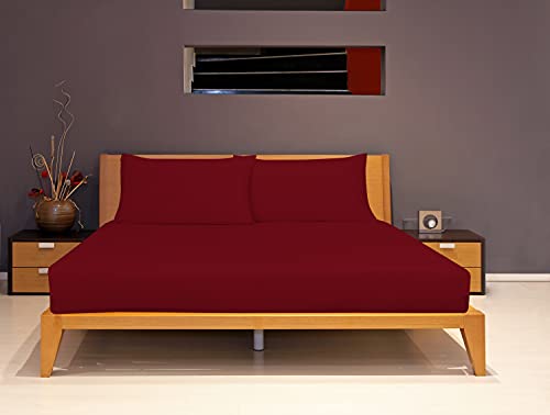 Royale Linens Fitted Sheet Twin Xl - Brushed Hotel Quality 1800 - Soft Wrinkle & Fade Resistant - Bottom Sheet - Deep Pocket Stretches Up To 16" - Fitted Sheet Only - Elastic Sheet (Twin Xl, Burgundy) #TOP2