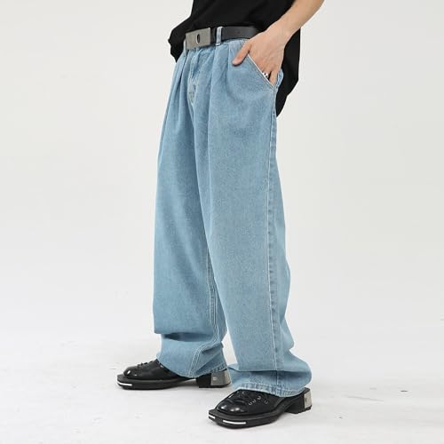 Men's Baggy Hip Hop Jeans Wide Leg Skater Denim Pants Loose Fit Long Trousers Streetwear Casual Baggy Jeans3