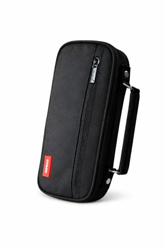 Estojo Escolar Grande Organizador com 2 Divisórias, Zíper Duplo, Bolsos Internos, Alça Portátil e Compartimentos com Elástico – Estojo para Lápis e Canetas Masculino/Feminino (Preto)