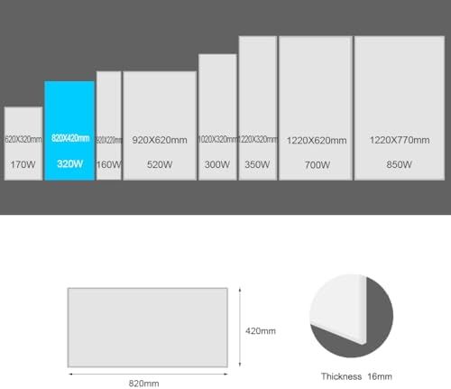 Bild 3 - Infrarotheizung 320W, Infrarot Heizung Heizplatte Heizkörper Heizpaneel, Infarotheizkoerper Wandmontage mit Überhitzungsschutz, Wandheizung Elektrisch, Elektroheizung Energiesparend-820*420mm