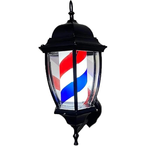 Generico Palo Luminoso per Barbiere LED Rotante Impermeabile, Insegna Classica Rosso Bianco Blu Montaggio a Parete per Parrucchiere Salone Interno Esterno 49cm