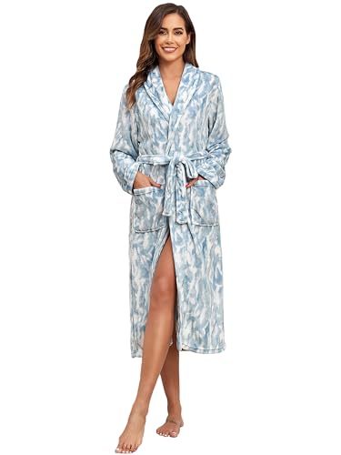 Image of RONGTAI Womens Bathrobe Ladies Fleece Plush Warm Long Robes Fleece Nightgown Sleepwear