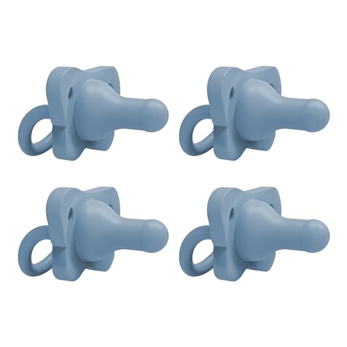 Dr. Brown's HappyPaci 100% Silicone Baby Pacifier, Contoured One-Piece Design, Blue, 0-6m, BPA-Free, 4 Pack