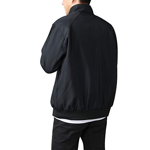 Allthemen Blouson Homme Léger Veste Militaire Chaud Jacket Casual Hiver Printemps Automne Aviateur Col Montant Noir 3XL - Image 5