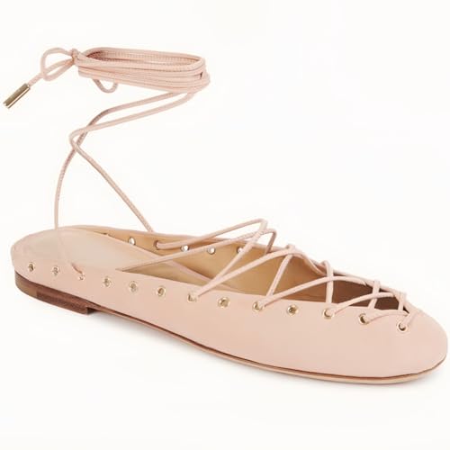Lace Up Ballet Flats for Women Round Toe Backless Mules Mary Jane Flats Casual Ballerina Shoes3