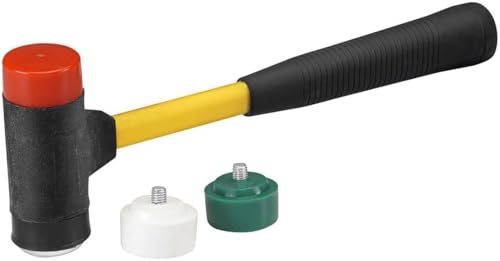 Maza De Goma De Doble Cabeza, Martillo De Goma Martillo De Nylon Mazo De Goma De Doble Cara Con Cabeza De Plástico Blando/Medio/Duro Y Cabeza De Acero Al Carbono Para Madera, Cuero, Artesanías