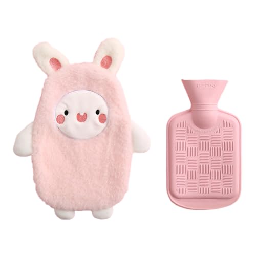 Cute Animal Hot Water Bottles, 500ML Durable Hot Water Bag with Removable Cartoon Plush Cover for Hot and Cold Compress Hand Feet Warmer Hand Warmer for Neck Feet and Shoulder
