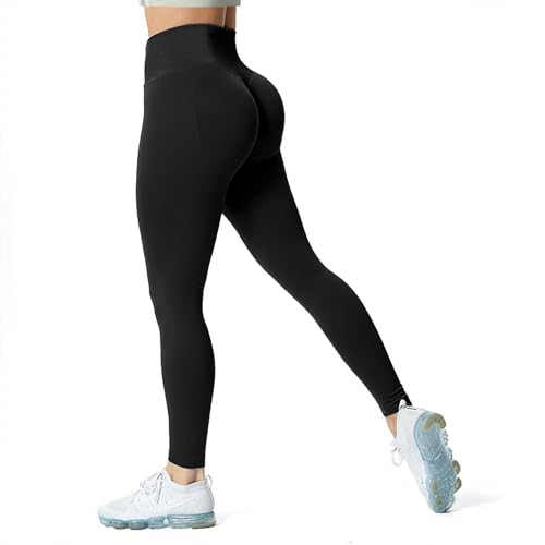 Aoxjox Legging sans Couture pour Femme, Opaque, Z Black New, S