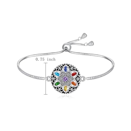Mandala 7 Chakra Bracelets for Women 7 Chakra Lotus Flower Bracelet Sterling Silver Yoga Gifts Mandala Jewelry2