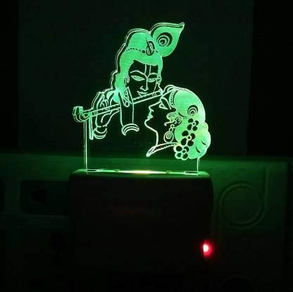 Red Robin Lord Radha Krishna Color Changing 3D Illusion LED Acrylic Night Lamp with Plug for Bedroom/Nightlamp for Home/Office (Multicolour)