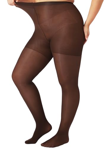 Revolutionary Durable Plus Size Pantyhose, Run Resistant Control Top Sheer Tights for Women with Reinforced Toes