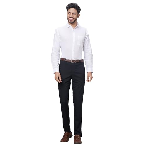 Image of Raymond Men Slim Fit Solid Pattern Linen Cotton Blend Regular Collar Full Sleeve Casual Shirt