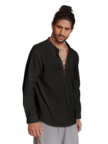 Image of ROYALSCOUT Men's Cotton Solid Full Sleeve Short Kurta Ideal for Cultural Functions, Formal Events, or Relaxed Festive Styling
