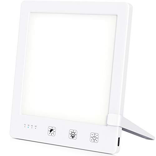 Tageslichtlampe, Lichttherapielampe 10000 Lux Tageslicht, LED Sonnenlicht Daylight Lampe Tageslichtleuchte mit Stufenlosem Dimmer, UV-frei