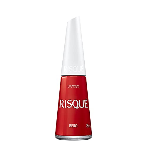 Nail Polish Risque Red | Esmalte de Unhas | Fast Dry, Hypoallergenic, Long-Lasting, Extra Sparkle, Made in Brazil | Beijo, 0.3 oz, 8ml