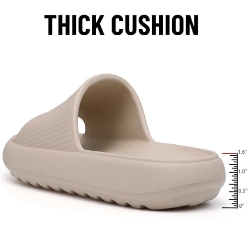 Image of Comwarm Cloud Slide Sandals for Women Men Ultra Comfort Soft House Slippers Slip on Summer Beach Shoes with Low Arch Support,Sand Size 13-14 Wonmen /11.5-12.5 Men