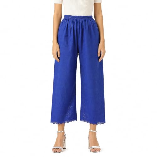 Image of Vastraa Fusion Women's Regular Fit Cotton Chikan Palazzo