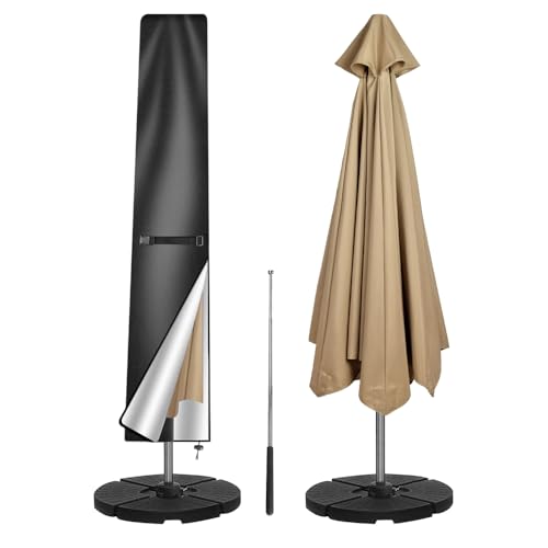 Casenly Housse de Protection pour Parasol, 210D Oxford Housse Parasol Deporte, Housse Parasol Droit de Jardin avec Tige, Imperméable Anti-UV Housses pour...