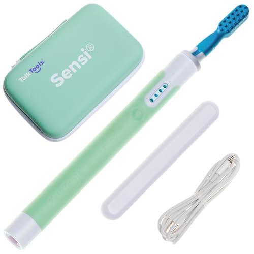TalkTools Sensi Oral Motor Therapy Essential Sensory Vibration Tool with Textured Chewy Tip for Oral Stimulation Kids and Adult Feeding Speech and Myofunctional Development (Rechargeable)