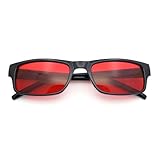 Mens Small Face Snug Fit Color Lens Rectangular Plastic Frame Sunglasses Red