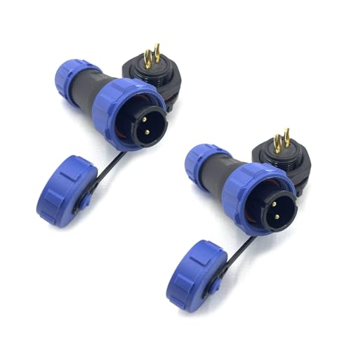 2 Pezzi SP13 2 poli Aeronautica Connettore IP68 Impermeabile 2 pin di Saldatura Maschio Spina e Femmina Presa Rotondo montaggio sul dado posteriore per Lampade Esterne 250V 13A