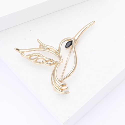 Image of Fashionable Rhinestone Hollow Hummingbird Brooch for Women Animal Pin Dress Suit Pin Accessories Party Banquet Gift