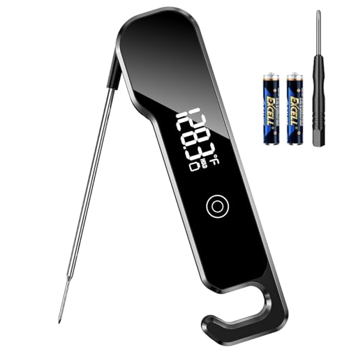 Meat Thermometer Digital 0.5 Second Accuracy Instant Read Food Thermometer IP67 Waterproof Probe 180° Auto-Rotating LED Display Candy Grill BBQ Kitchen Thermometer