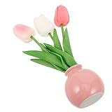 Mobestech 造花チューリップ アレンジメント 花瓶付き 卓上センターピース フェイクフラワー 飾り リビングルーム ダイニングテーブル インテリア装飾