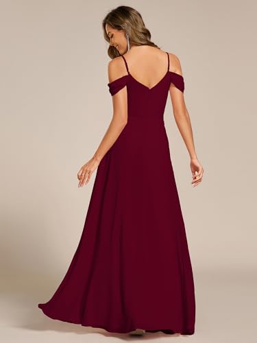 Ever-Pretty Women's V Neck Pleated Sleeveless Chiffon Floor Length A Line Bridesmaid Dresses 023542
