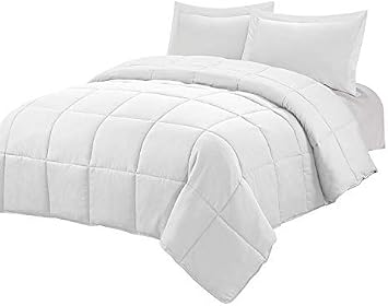 3 Piece All Season Goose Down Alternative Comforter Set,Duvet Insert Stand Alone 2 Shams,Reversible Box Stitched Quilted Comforter Corner Duvet Tabs,Soft Plush White, King...