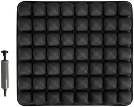 Inflatable Seat Cushion - Portable Travel Cushion for Airplane, Office & Camping - Adjustable Support with Pressure Dispersion to Prevent Discomfort & Bedsore-Black