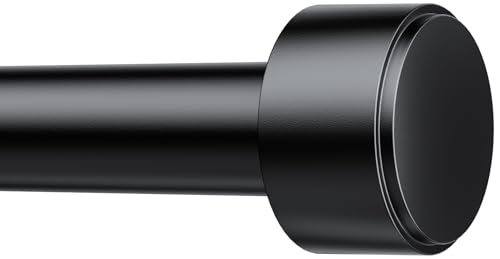 Curtain Rods for Windows 32-96 Inch 1 Inch Adjustable Black Curtain Rod Set with Brackets Easy Install