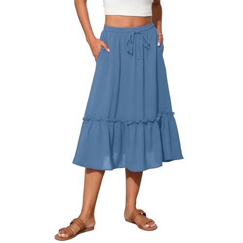 Image of Witsmile High Waist Tiered Skirts for Women Flowy Skirts for Women Long Length with Pockets 2026 Fashion Trendy