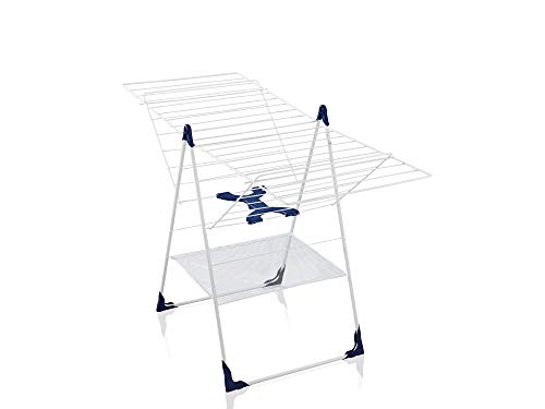 Leifheit Séchoir sur pied Classic 250 Flex, étendoir avec filet à linge, tancarville pliable et résistant aux intempéries, longueur d'étendage de 25 m