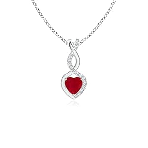 Ruby Infinity Heart Pendant Necklace with Diamonds in Silver (4mm Ruby)