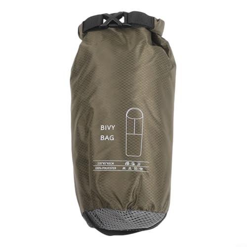 Saco de dormir Bivy ultraligero impermeable 70D nylon ripstop con recubrimiento reflectivo térmico 87x33 pulg Verde para camping senderismo y supervivencia uso individual miniatura 5