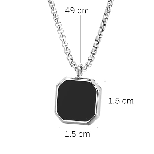 سلسلة رقبة الفا من الستانلس ستيل مضادة للبهتان بتصميم ميدنايت كاريزما للرجال من سالتي| قلادة انيقة | اكسسوارات مجوهرات للاولاد | مجوهرات بسيطة | هدايا للصديق والزوج، قطعة واحدة