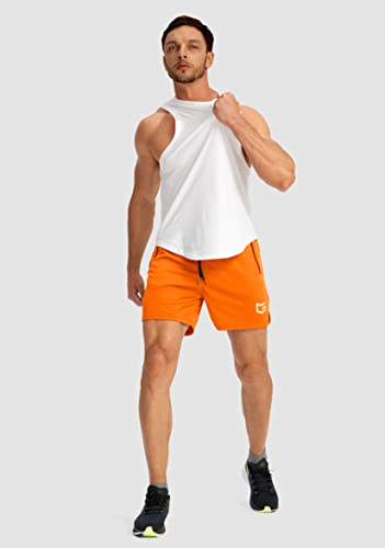 G Gradual Men's Running Shorts With Zipper Pockets Quick Dry Gym Athletic Workout 5" Shorts For Men (Orange, Medium) #TOP5