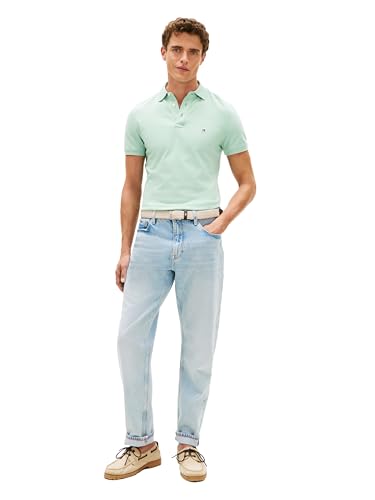 Image of Tommy Hilfiger Men's Short Sleeve Polo Shirts in Slim Fit with Stretch and Organic Pique Cotton