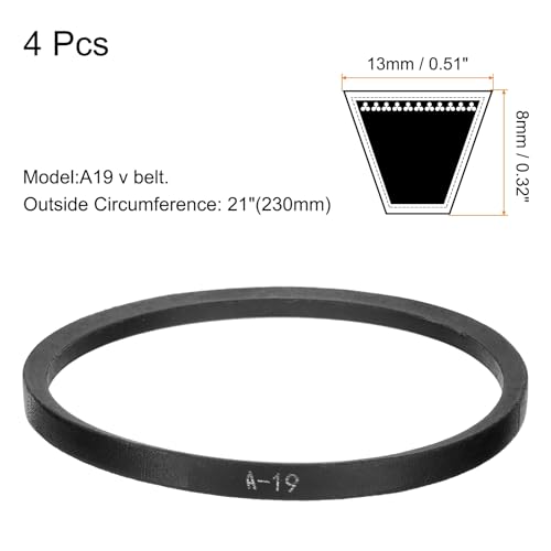 Image of uxcell 4pcs A19 or 4L210 Classic Wrapped Rubber V-Belt, 19 inch(480mm) Inside Circumference, A Profile V Belt