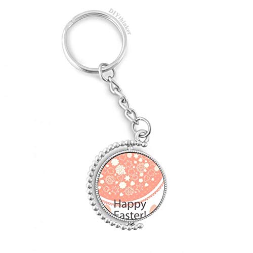 Llavero de cadena con huevo rotatorio de Pascua y motivos florales decorativos