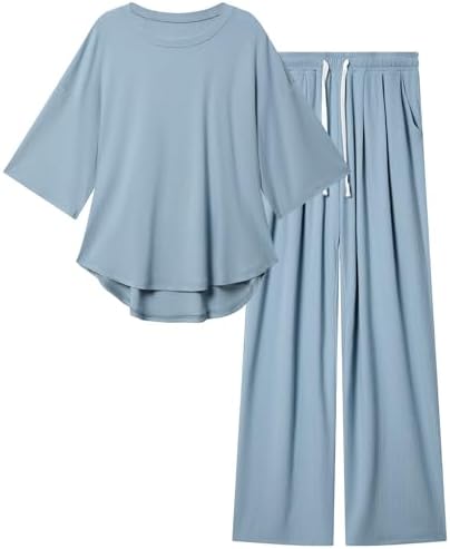 difficort Womens 2 Piece Outfits Batwing Short Sleeve Lounge Sets...