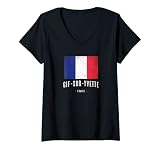 Damen Gif-sur-Yvette Frankreich | FR - Stadt Flagge - Drapeau - T-Shirt mit V-Ausschnitt