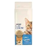 Purina Cat Chow Pienso para Gato Adulto 3en1 Cuidado Urinario, Bolas de Pelo, Dental con Buey, saco de 15kg