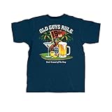 OLD GUYS RULE Men's Graphic T-Shirt, Best Round - Gift for Dad, Granpda, Husband, Father's Day, Birthday, Holiday - Funny Novelty Tee for Golfers, Beer Drinkers (Navy, X-Large)