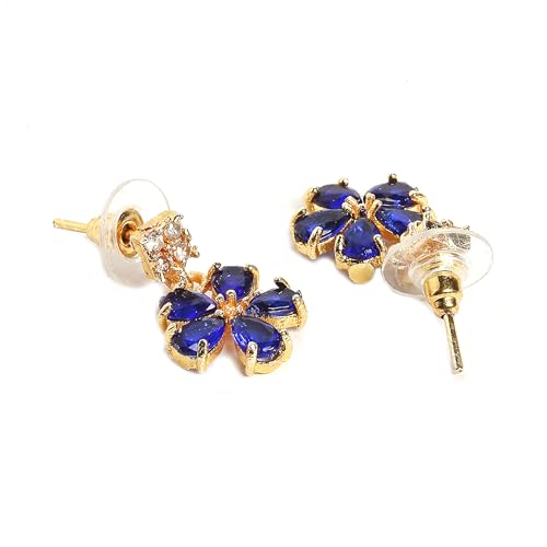 Image of ZENEME Gold-plated and Cubic Zirconia Necklace With Earrings for Women & Girls