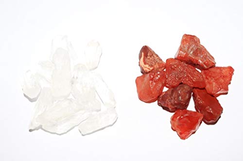 Image of R.R. SHEIKH GEMS Natural Healing Crystal Gemstones Combo: Clear Quartz And Carnelian Stones.