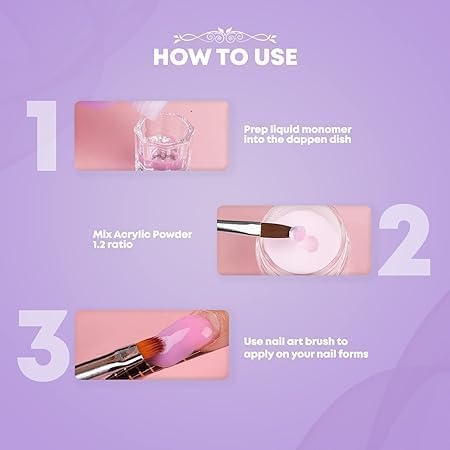 Acrylic Nail Monomer with Brush and Dappen Dish, Professional Nail Extension Kit, 150ml 1